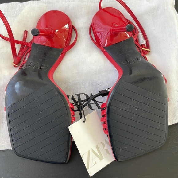 Brand new Zara, red heel sandals - Picture 4 of 6